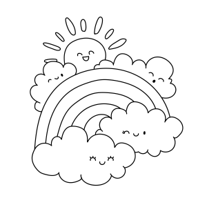 Céu Alegre com Sol e Arco-Íris