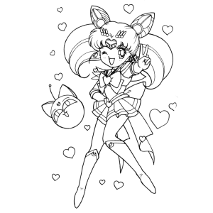 Chibi Moon com a bolinha Luna-P para colorir