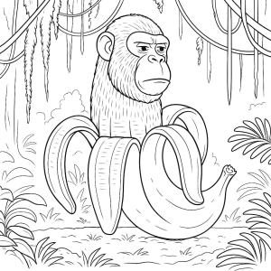 Chimpanzini Bananini na selva para colorir