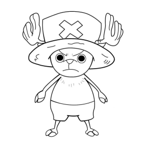 Chopper sorrindo de pé para colorir