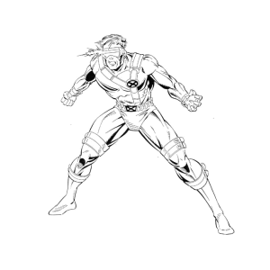 Ciclope em pose de combate para colorir
