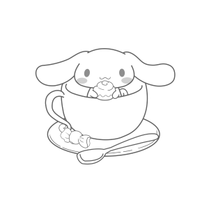 Cinnamoroll espiando de dentro da xícara para colorir