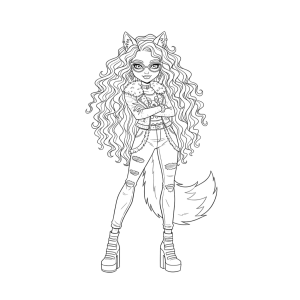 Clawdeen Wolf de cabelo volumoso para colorir
