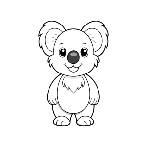 Coala kawaii de pé para colorir