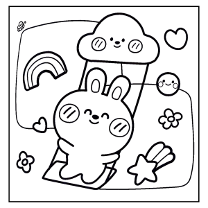 Coelhinho fofo segurando um sorvete para colorir