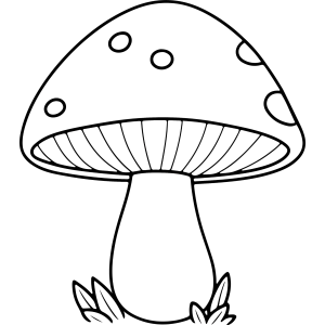 Cogumelo de bolinhas no gramado para colorir