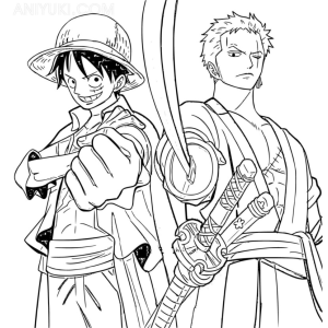 Colorindo Aventura com Luffy e Zoro