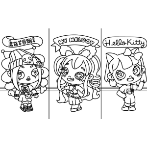 Colorindo Kuromi, My Melody e Hello Kitty