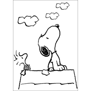 Colorindo Snoopy e Woodstock no Telhado