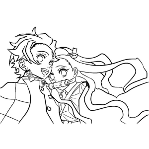 Colorindo Tanjiro e Nezuko