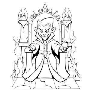 Conde vampiro no trono do castelo para colorir