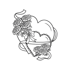 Corações e Rosas: Uma Arte para Colorir