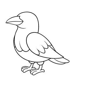 Corvo caminhando de perfil para colorir