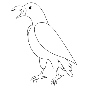 Corvo grasnando de bico aberto para colorir