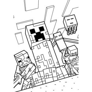 Creeper e Ghast atacando para colorir