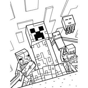 Creeper explorando a mina para colorir