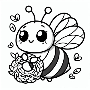 Cute Bee Holding a Wreath