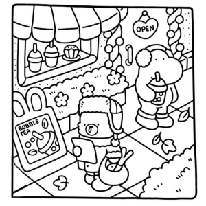 Cute Characters with Bubble Tea Adventure