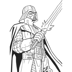 Darth Vader com o sabre apontado para baixo para colorir