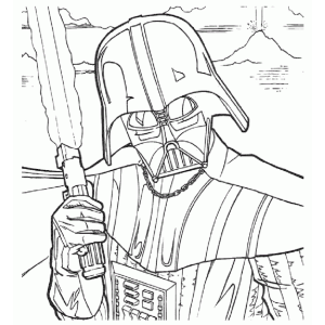 Darth Vader em pose ameaçadora para colorir