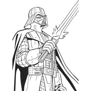 Darth Vader erguendo o sabre de luz para colorir