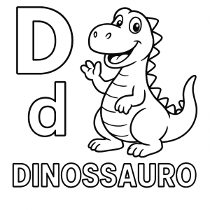 D de Dinossauro para Colorir