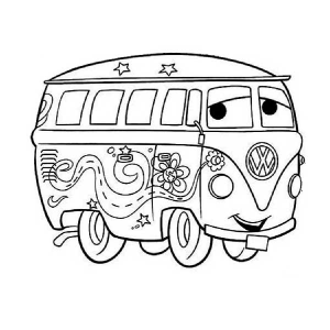 Divertida Kombi Personagem para Colorir