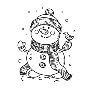 Divertido Boneco de Neve para Colorir