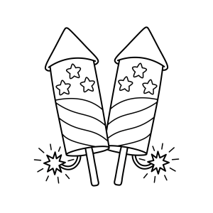 Dois foguetes de fogos de artifício para colorir