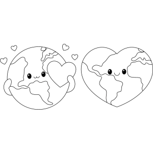 Dois planetas Terra apaixonados para colorir