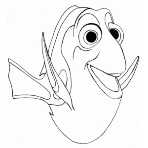 Dory sorrindo de pertinho para colorir