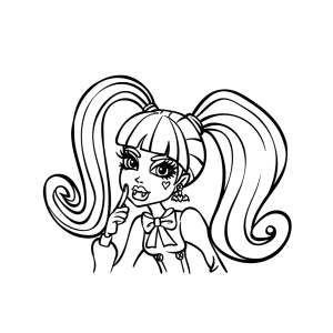 Draculaura sorrindo de maria-chiquinha para colorir