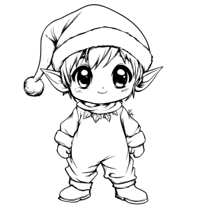 Duende de gorro grande sorrindo para colorir
