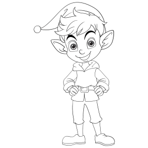 Duende de Natal de pé com as mãos na cintura para colorir