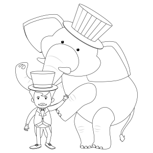 A Charmosa Dupla do Circo: Elefante com Cartola