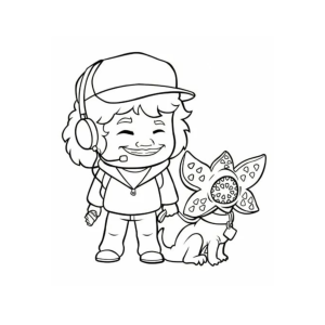 Dustin com o Demodog Dart para colorir