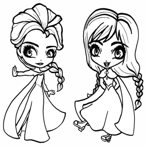 Elsa e Anna em Aventuras para Colorir