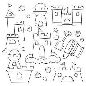 Encantados Castelos de Areia para Colorir