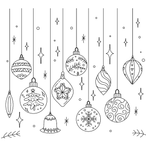 Enfeites de Natal pendurados com estrelinhas para colorir