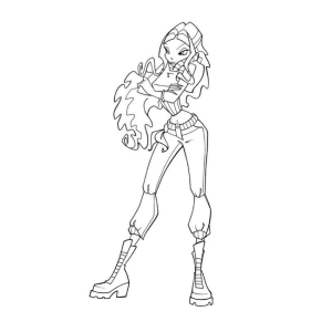 Fada Winx de cabelo longo em pose de modelo para colorir