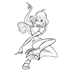 Fada Winx saltando entre estrelas para colorir