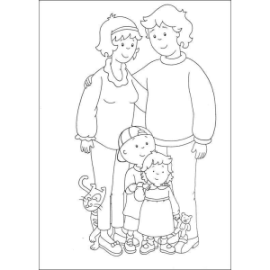 Família de Caillou Pronta para Colorir