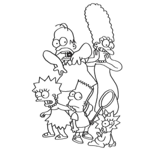 Família Simpson em pose de foto para colorir