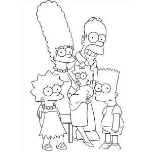 Família Simpson reunida de pé para colorir