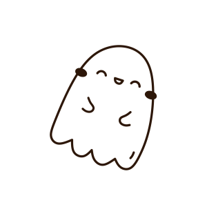 Fantasminha kawaii sorrindo para colorir