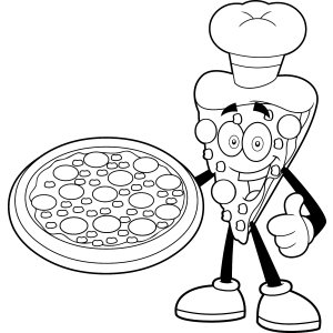 Fatia de pizza chef de touca para colorir