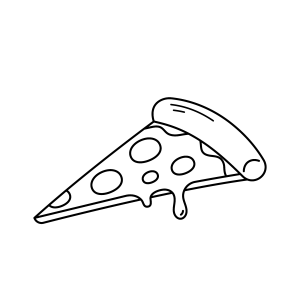 Fatia de pizza com queijo derretendo para colorir