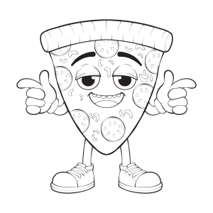 Fatia de pizza fazendo joinha para colorir