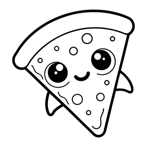 Fatia de pizza kawaii sorridente para colorir