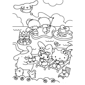 Festa da turma Sanrio com Keroppi para colorir